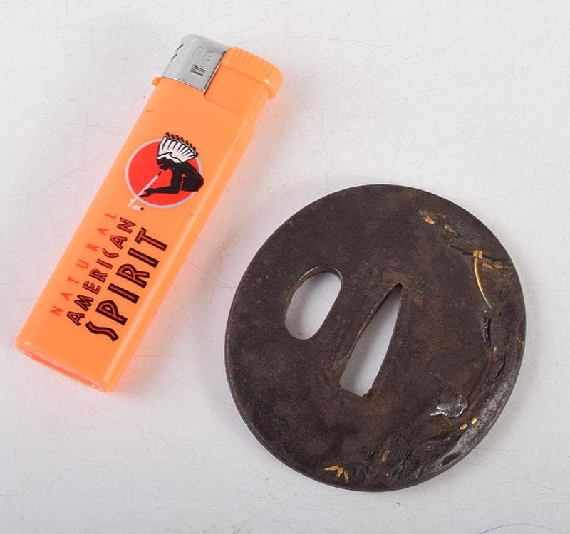 武具　刀装具　古鉄金銀象嵌　鍔　V　R4872