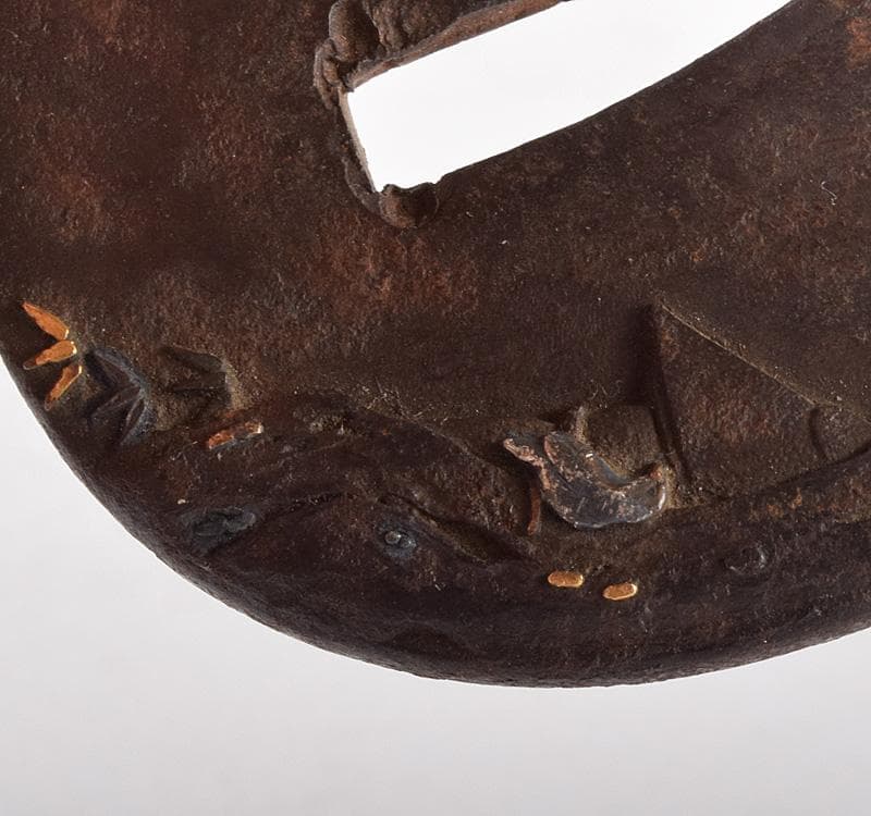 武具　刀装具　古鉄金銀象嵌　鍔　V　R4872