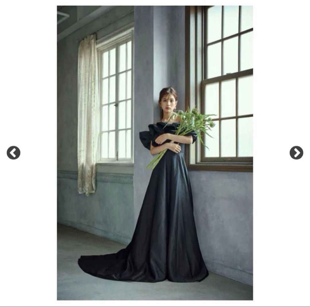 ドレスプロダクション　オフショルダー Aラインドレス ブラック（W274BK）