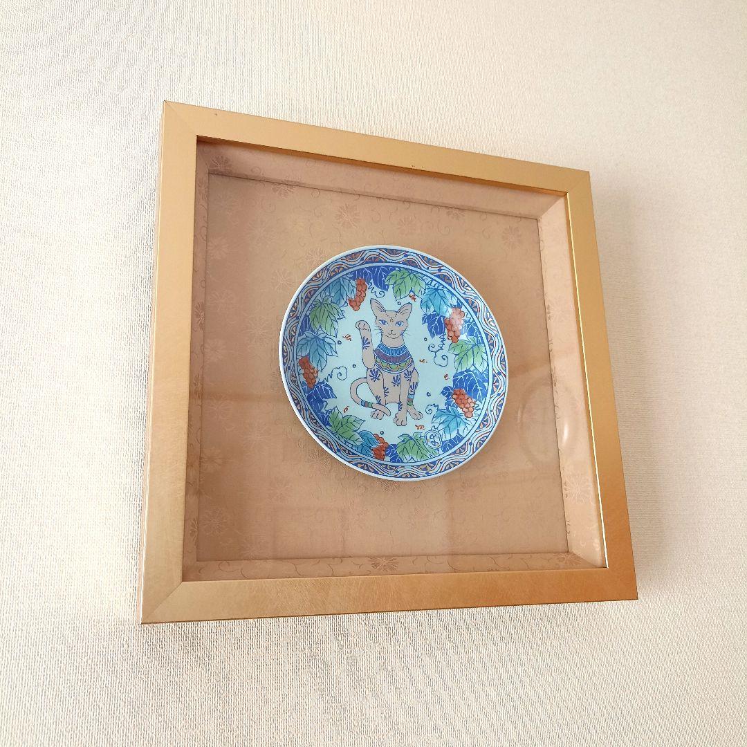 美品 幸兵衛窯 美濃焼 色絵陶額「招き猫」化粧箱入 KOBEIGAMA 日本