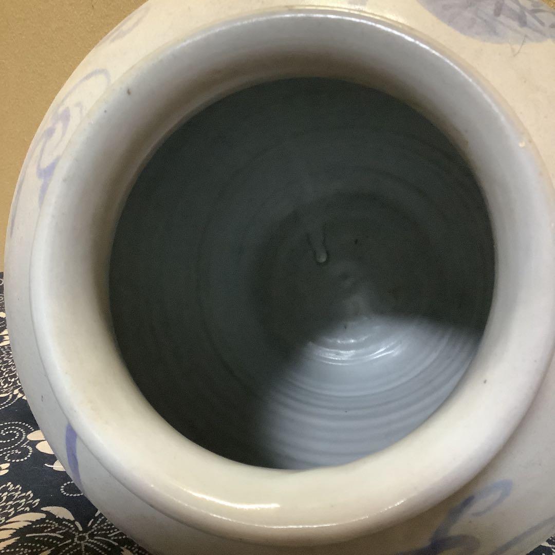 李朝　朝鮮　壺　大壺　花器　花瓶　松笹紋　砂高台　古伊万里・粉引・茶道好きにも