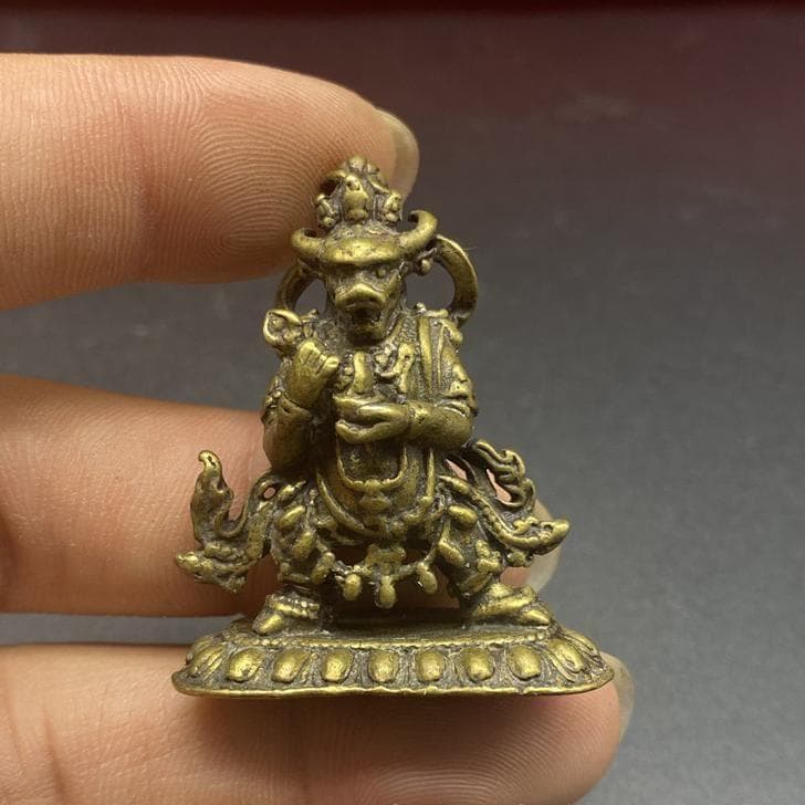 チベット仏教 ミニ仏像 牛頭法王 金属細工 置物 インテリア ビンテージ
