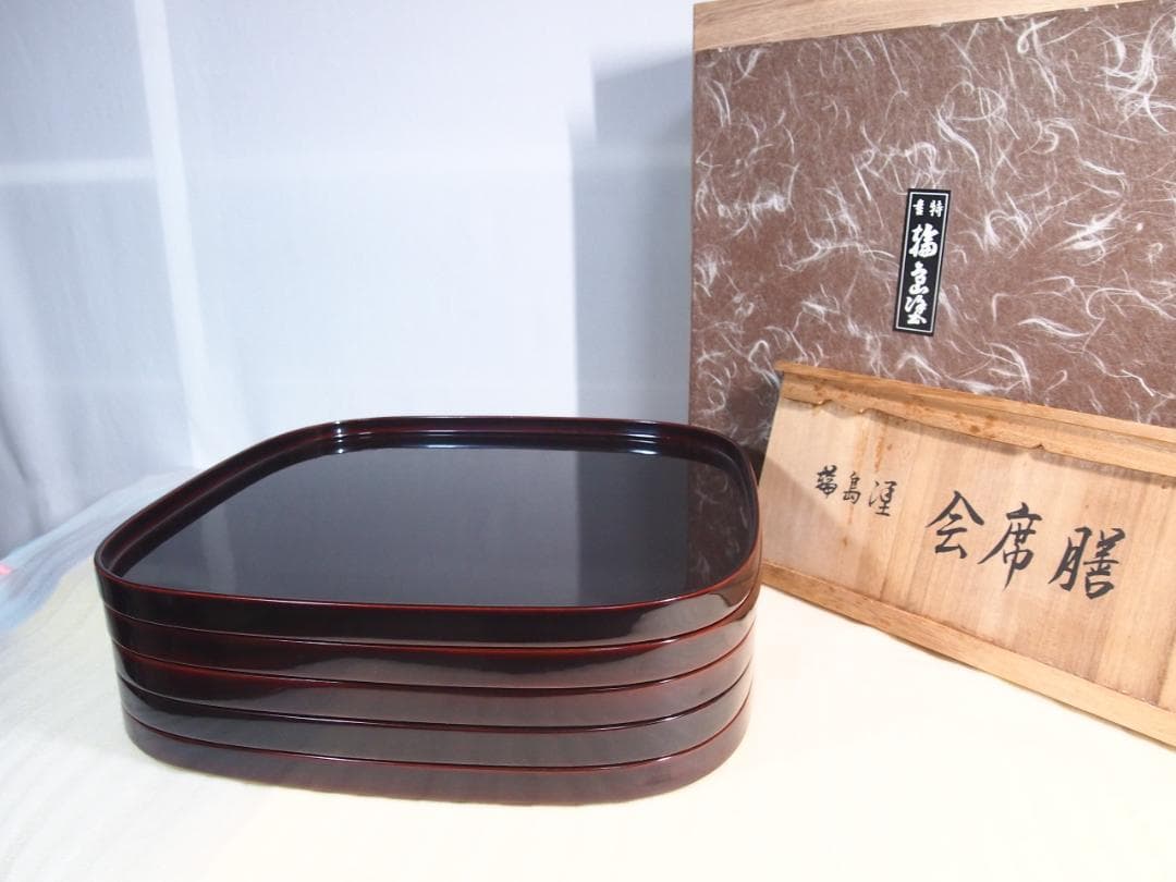 輪島塗 漆塗 懐石膳 折敷膳 角盆 四方膳 茶道具 御膳 茶懐石 輪島塗