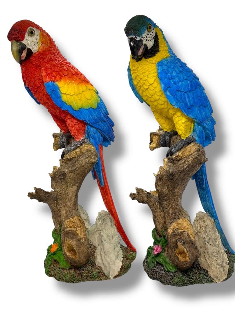 #希少種-ベニコンゴウインコ・ルリコンゴウインコ 樹脂製オブジェ 2体セット 444）違う種でもとても仲良し コンゴウインコ|47NEWS（よんなな