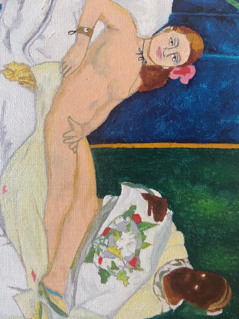 マネ　肉筆手描きの油絵模写画　オランピア