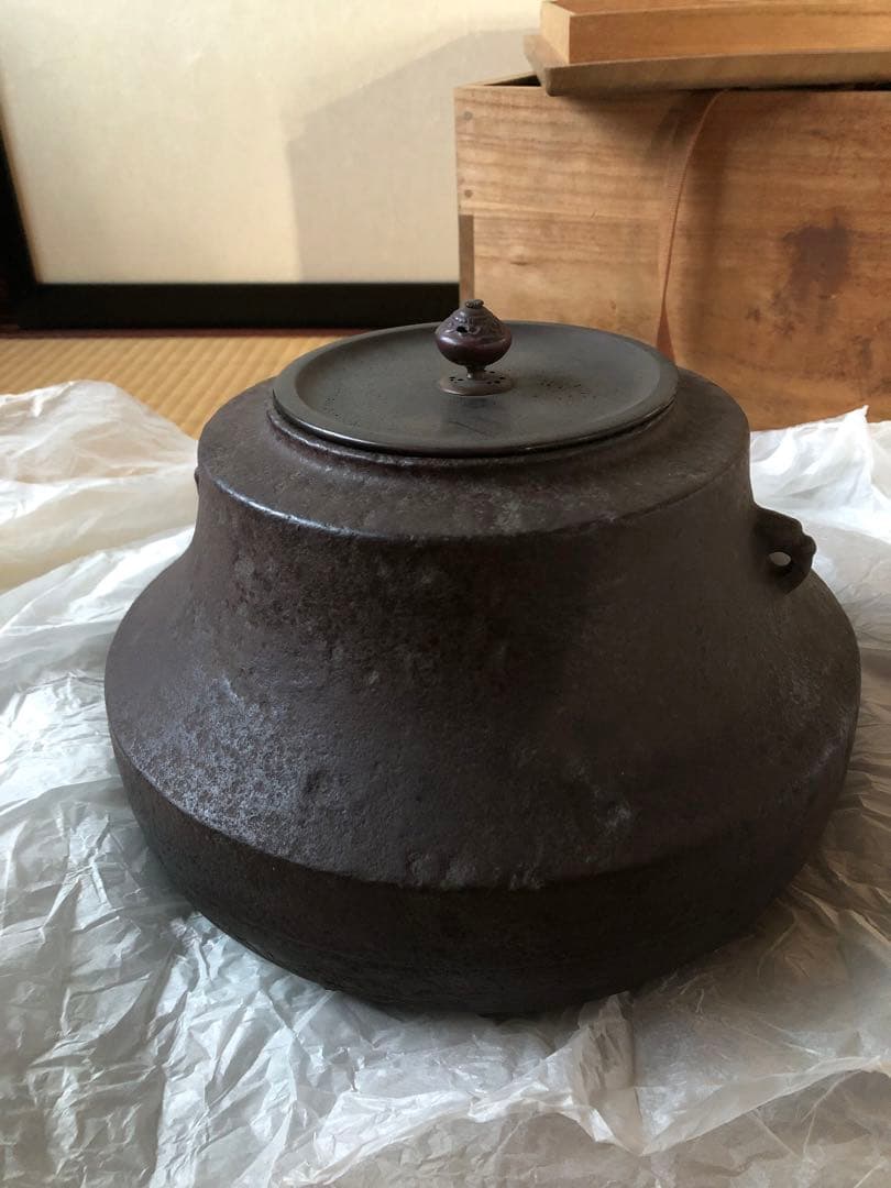 時代 車軸釜 大西定林造 十二代寒雉極付