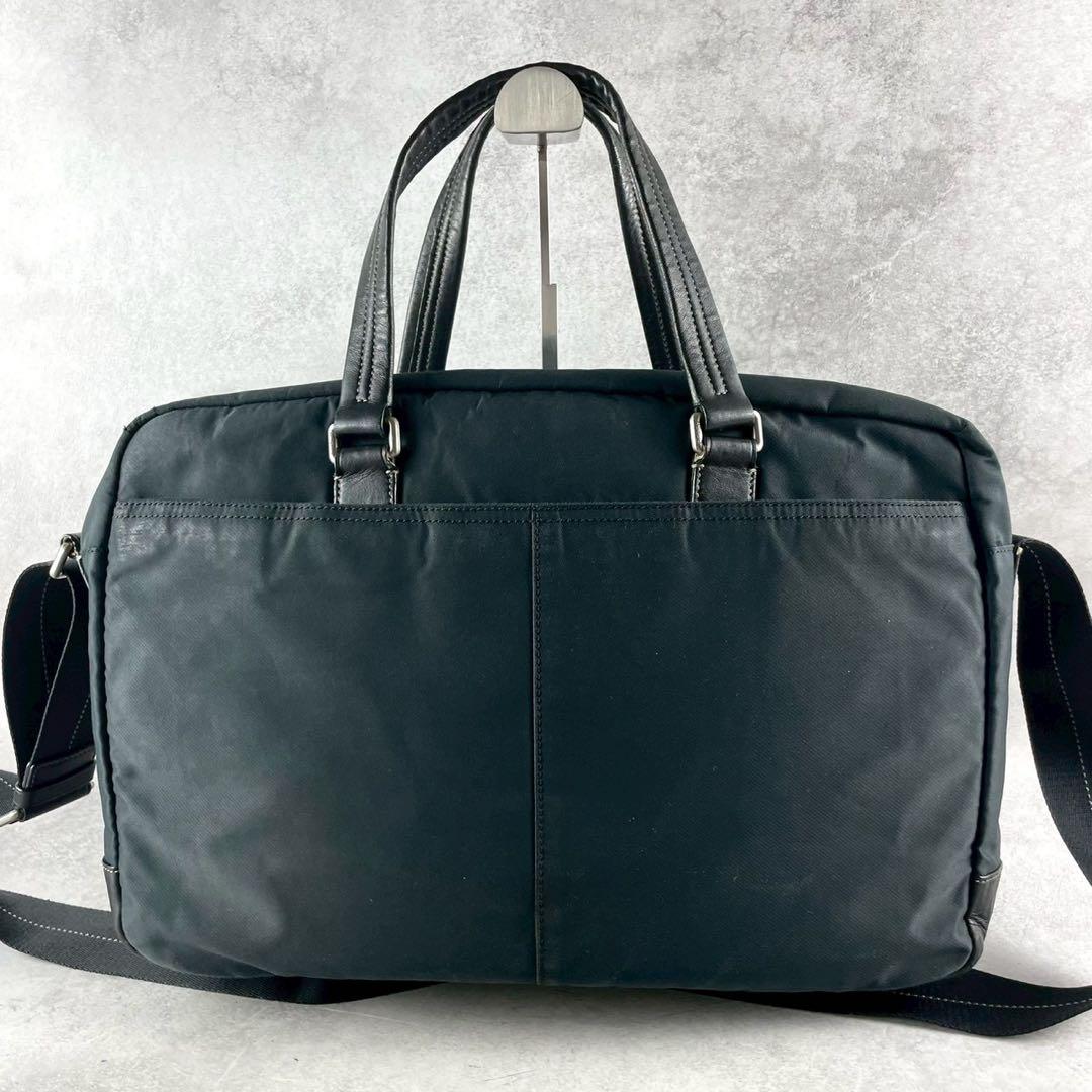 ✨美品✨コーチ　ビジネスバック　2way クロスボディ　ナイロン×レザー　黒