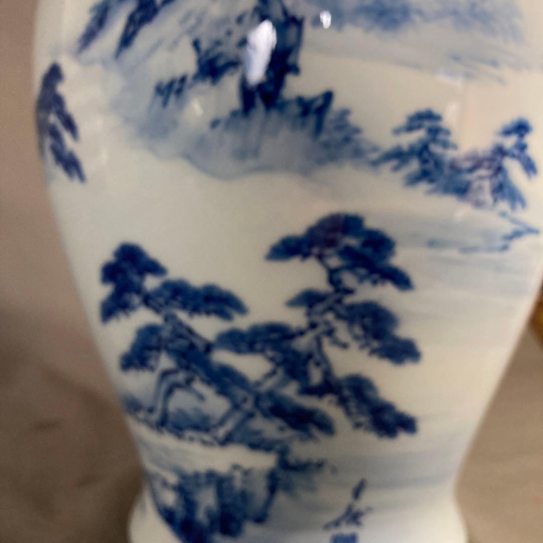 【深川製磁】有田焼の伝統　日本の名窯　宮内庁御用達　深川製磁　染付山水絵　花瓶