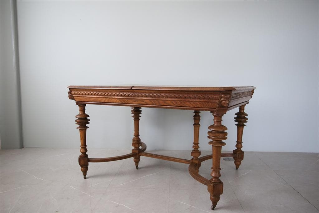 フランスアンティーク木製ダイニングテーブル/机/作業台デスク/飾り棚86-171