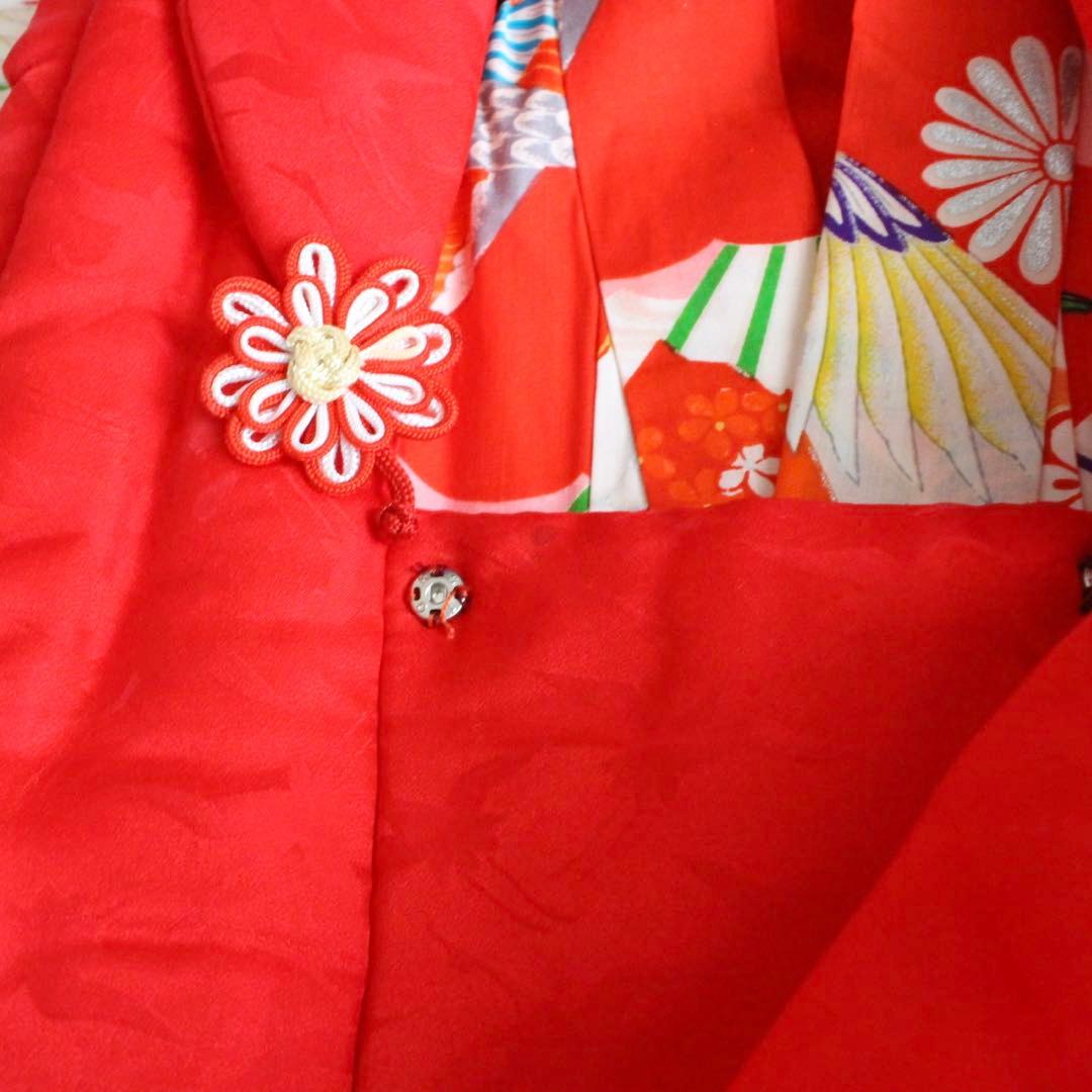 七五三 3歳 女の子 子供 アンティーク 鶴 着物 被布 セット