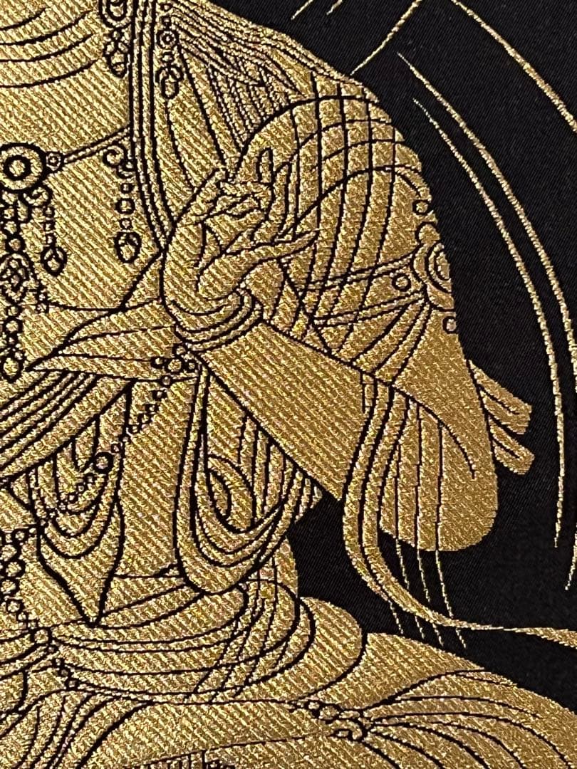 西陣織 佐藤重教「聖観音般若心経」金糸 仏画 日本画 掛軸 掛け軸 茶掛 織物