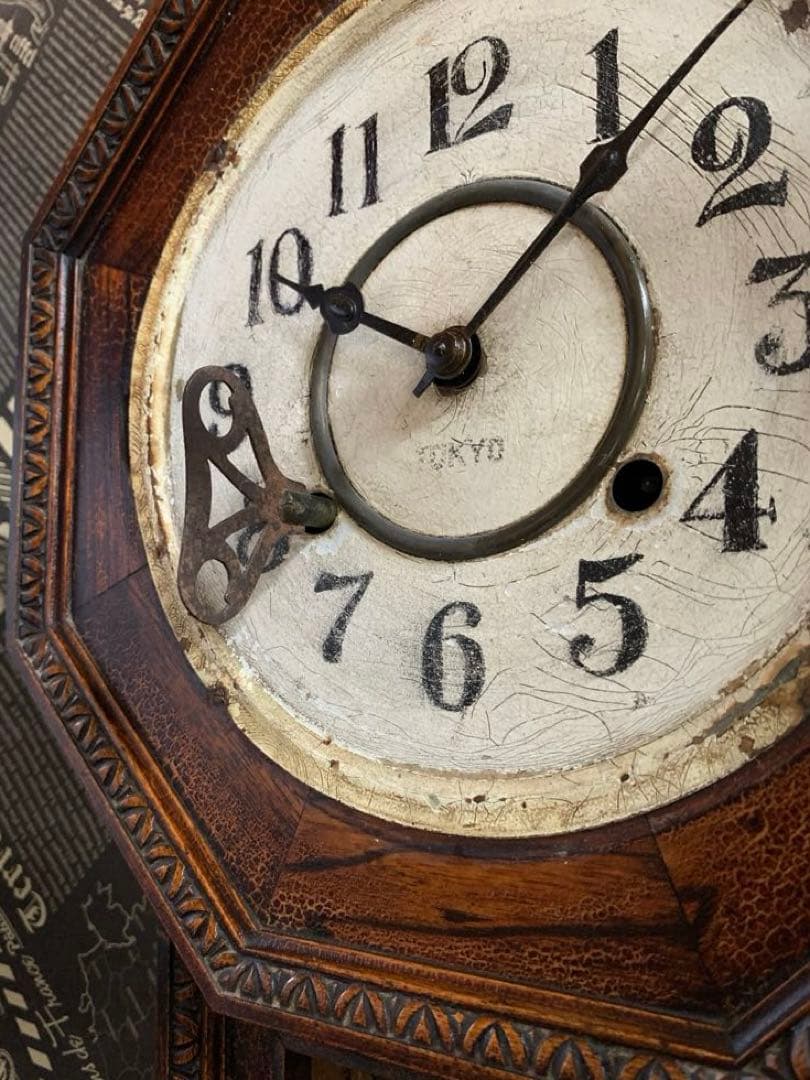 【アンティーク】SATO's CLOCK FACTORY ゼンマイ式八角古時計