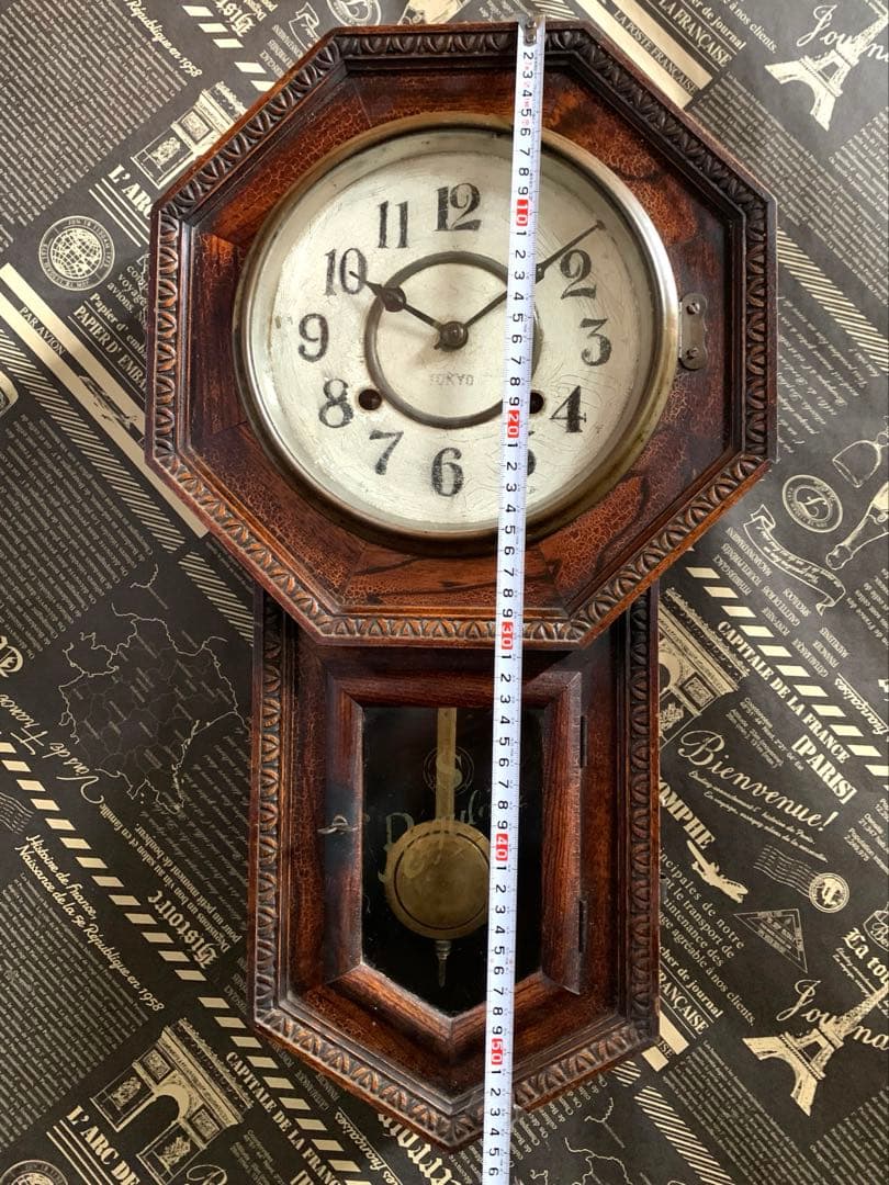 【アンティーク】SATO's CLOCK FACTORY ゼンマイ式八角古時計