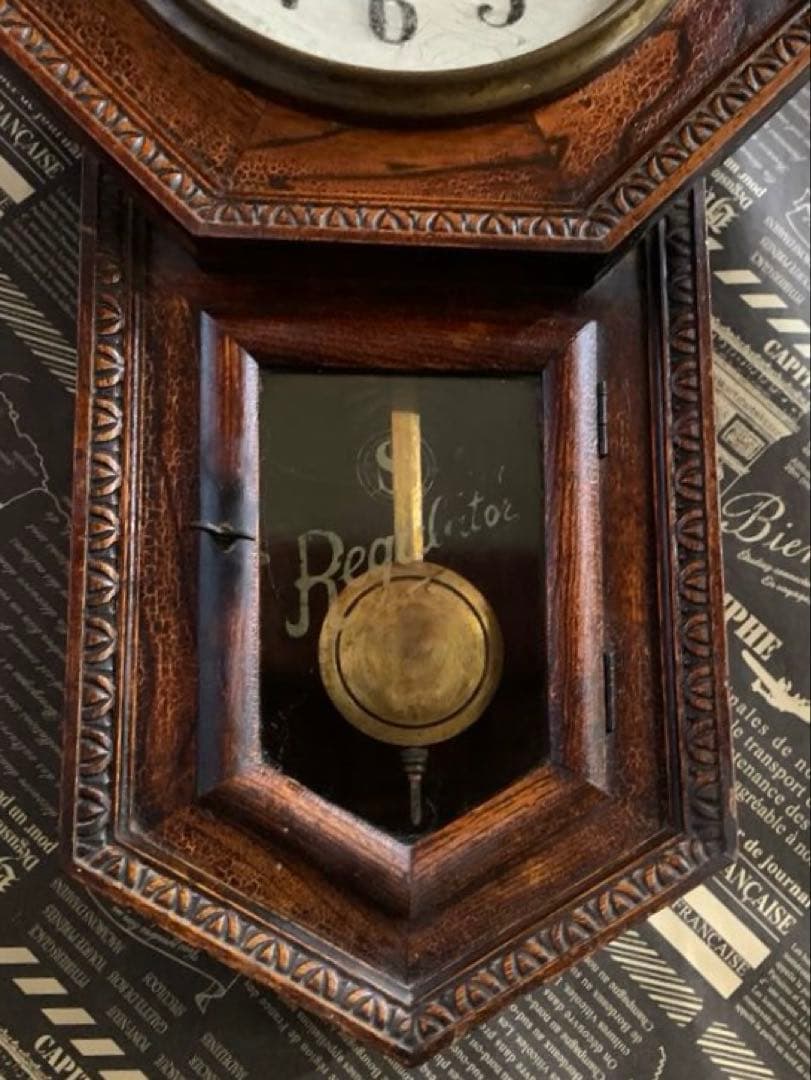 【アンティーク】SATO's CLOCK FACTORY ゼンマイ式八角古時計