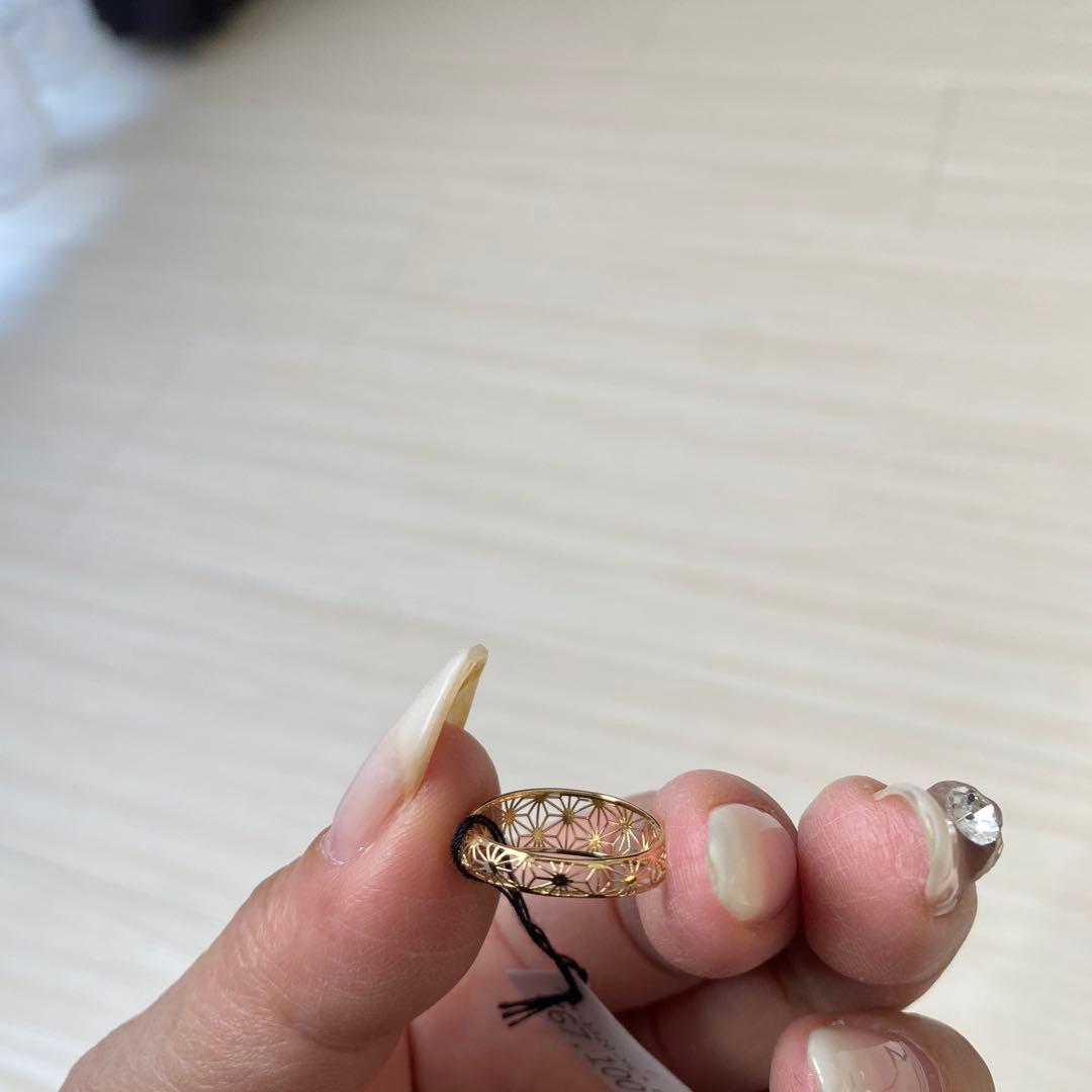 透かしリングk18イエローゴールド