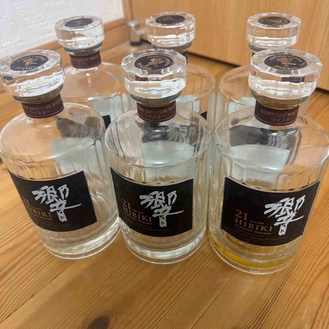 響 21年 空瓶ボトル 6本セット 響21年 空瓶6本セット 箱なし サントリー響 21年 空き瓶