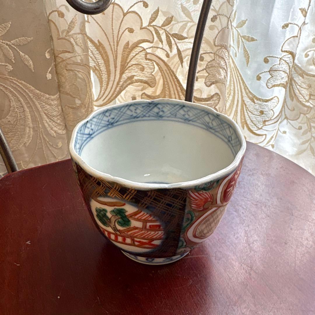 期間限定最終処分特価逸品古伊万里色絵蕎麦猪口 完品五客セット