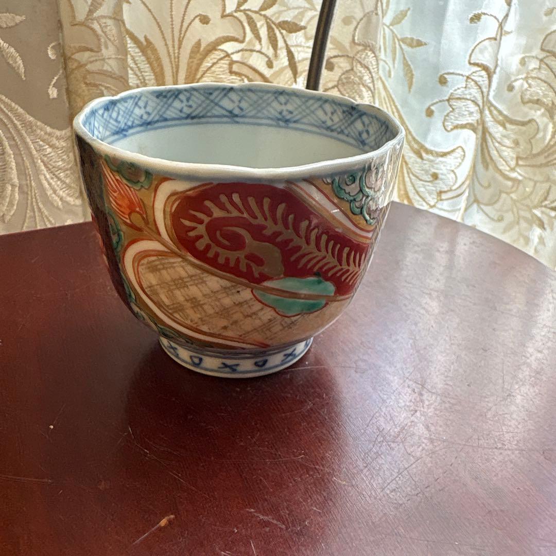 期間限定最終処分特価逸品古伊万里色絵蕎麦猪口 完品五客セット