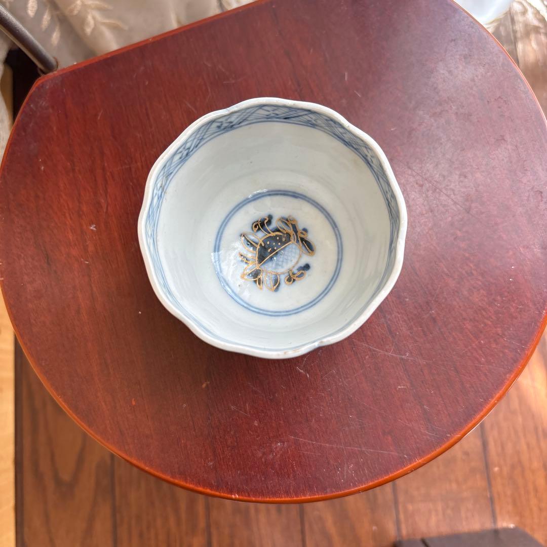 期間限定最終処分特価逸品古伊万里色絵蕎麦猪口 完品五客セット