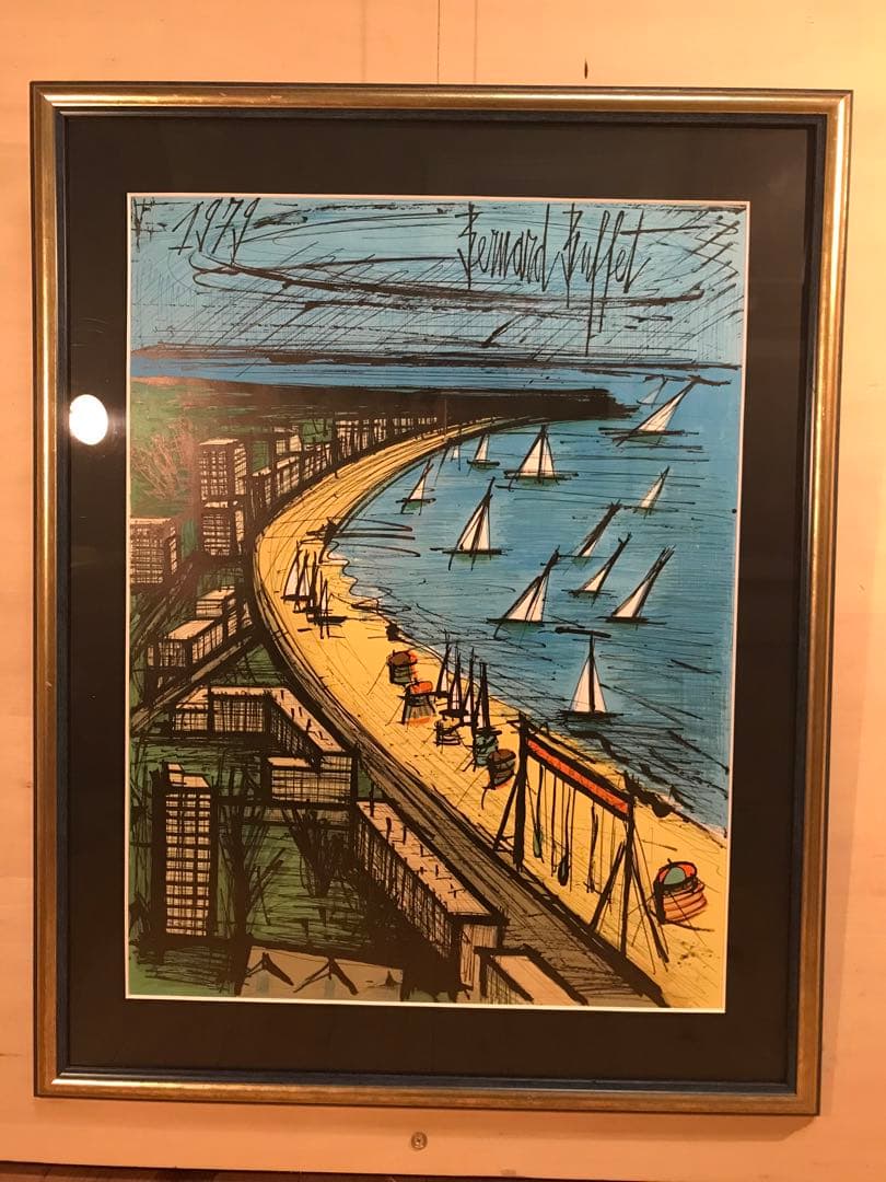 ビュッフェ 「ラ・ポール海岸」 リトグラフ刷りポスター サイン