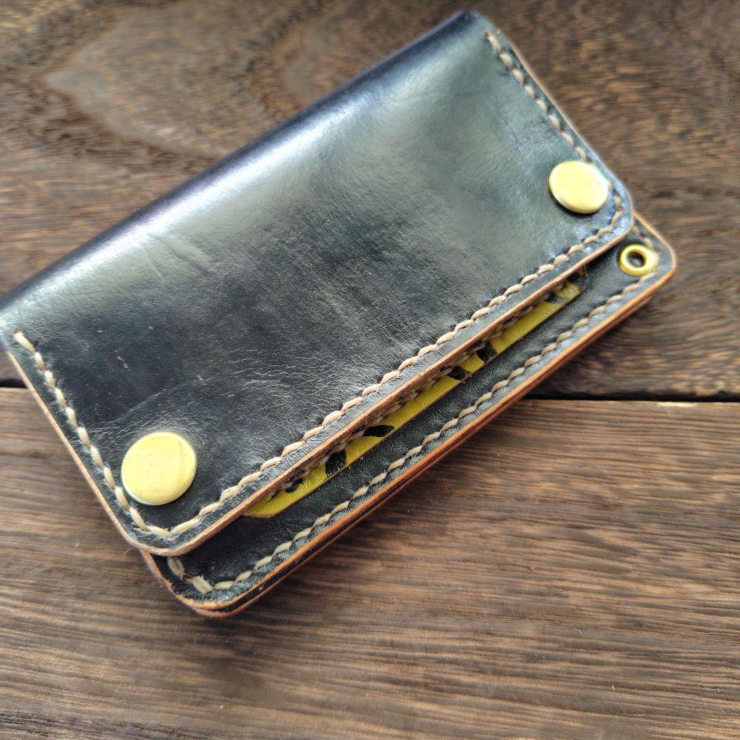 ミドルサイズ トラッカーウォレット 黒× 豹＆ハイビスカス 欲張りセット 84