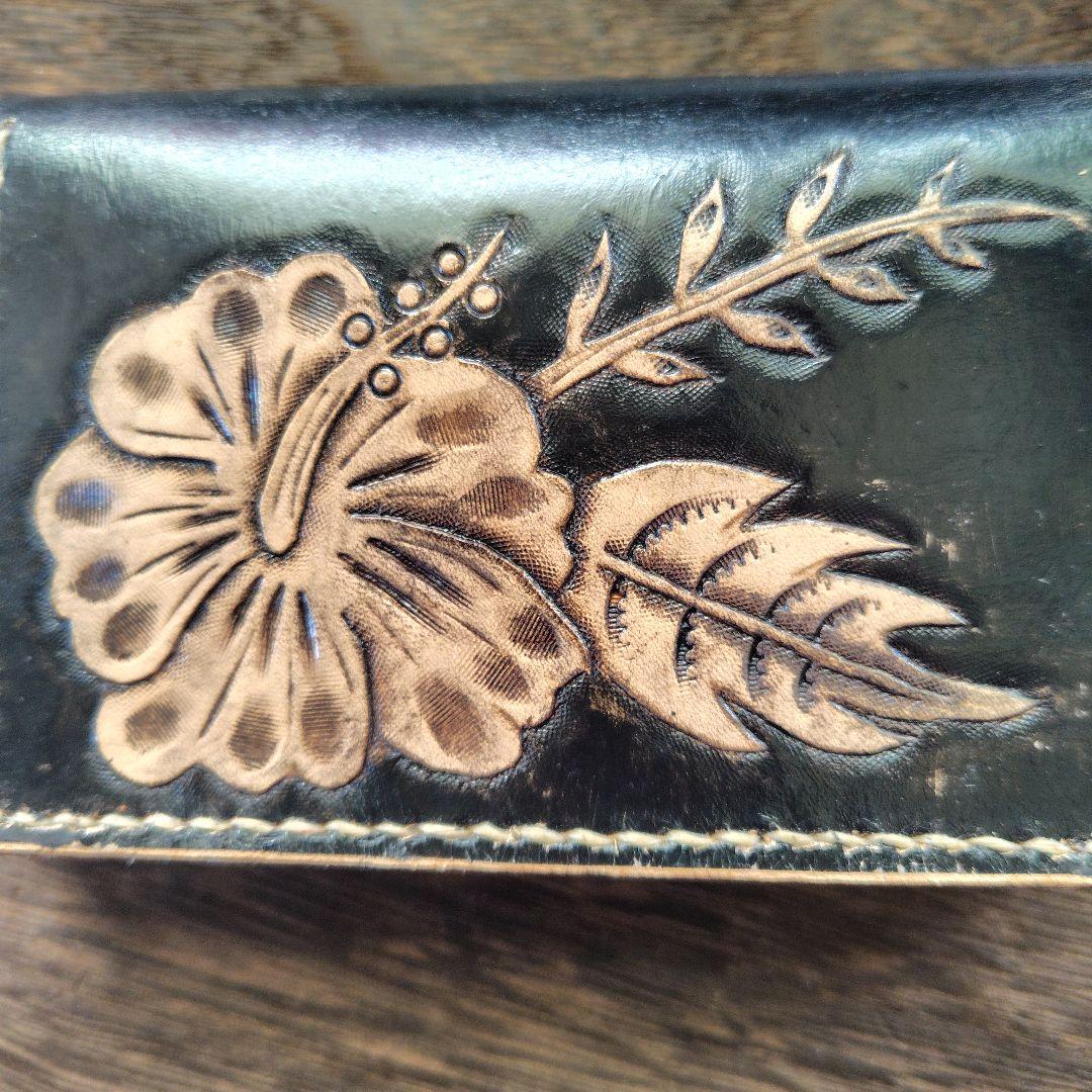 ミドルサイズ トラッカーウォレット 黒× 豹＆ハイビスカス 欲張りセット 84