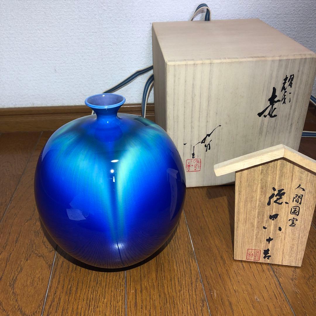 かいたろう様専用】九谷焼 人間国宝 三代 徳田八十吉 花瓶 壺 - メルカリ