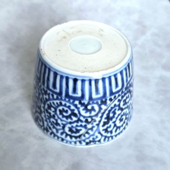 古伊万里染付向付猪口江戸時代太鼓岩金直し金継ぎ骨董アンティーク