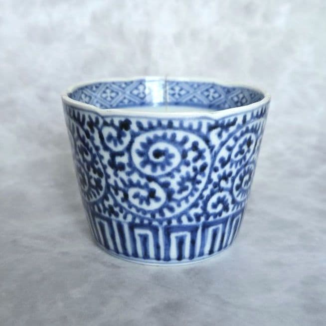 古伊万里染付向付猪口江戸時代太鼓岩金直し金継ぎ骨董アンティーク