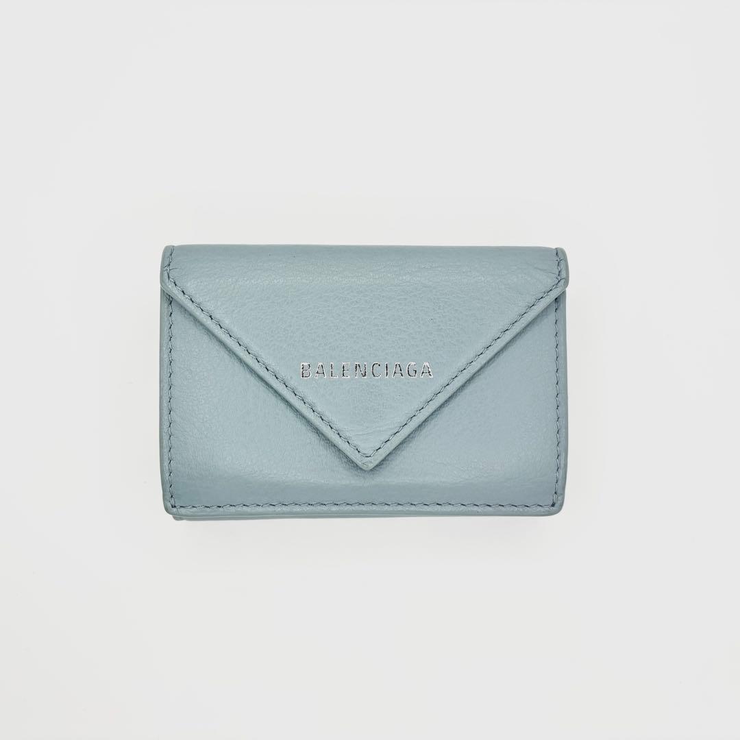 ✨未使用級✨BALENCIAGA 三つ折り財布 ペーパーウォレット ライトブルー
