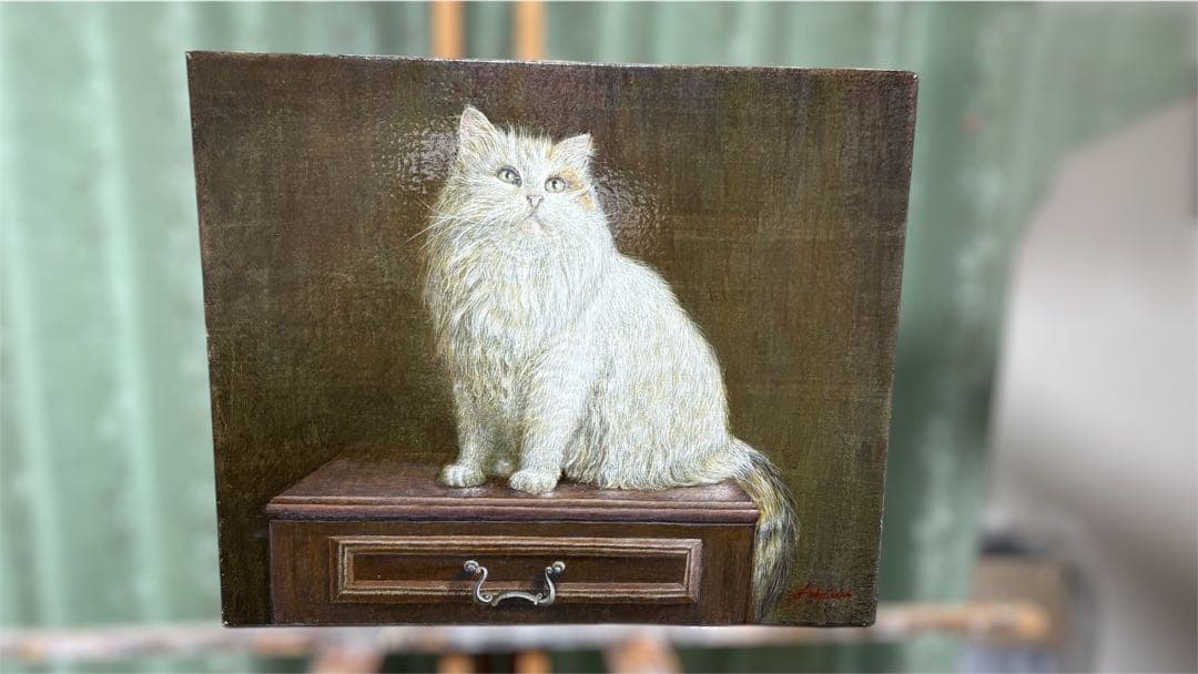 猫の油彩画 新宿教室／若松会員様の油彩画「猫」 ｜ 大人におすすめの絵画教室