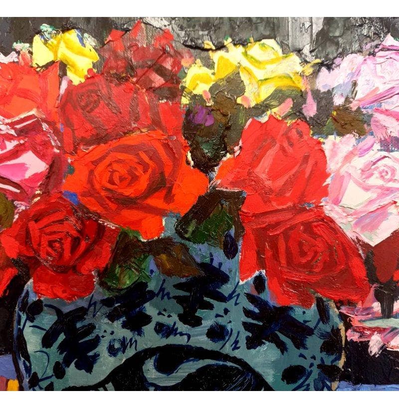 ☆ 真柄修一 ☆「 薔薇 」 油絵　F６号　 新品額！