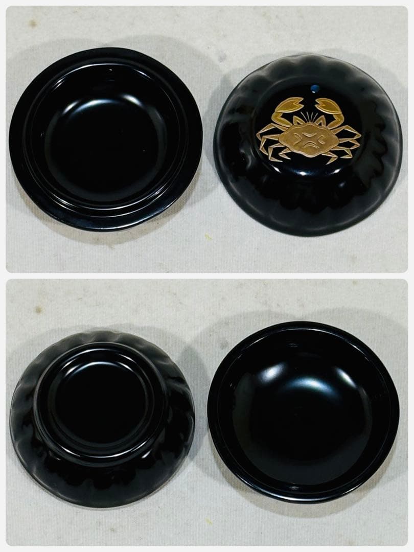 輪島塗　山田満佐博作　菊型 乾漆香合　蟹　美品　共箱　茶道具　送料込