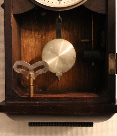 名古屋 meiji アンティーク 小ぶり ミニ 掛時計 柱時計 振り子 動作品