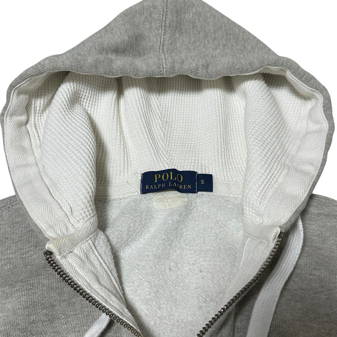POLO ポロ ラルフローレン ジップパーカー フード裏サーマル グレー