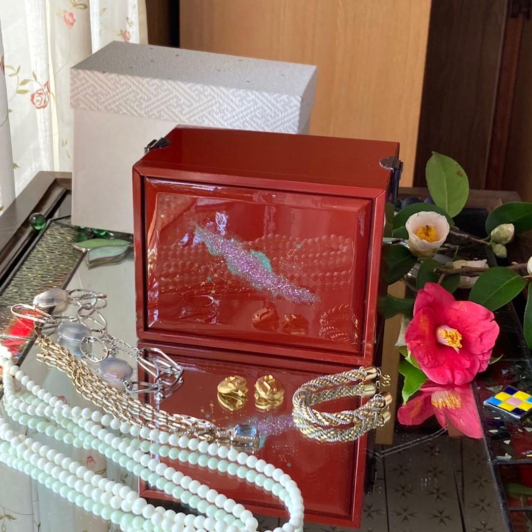 2192様感謝‼️JAPAN輪島塗愛蔵品螺鈿蒔絵「銀河-紅」宝石箱