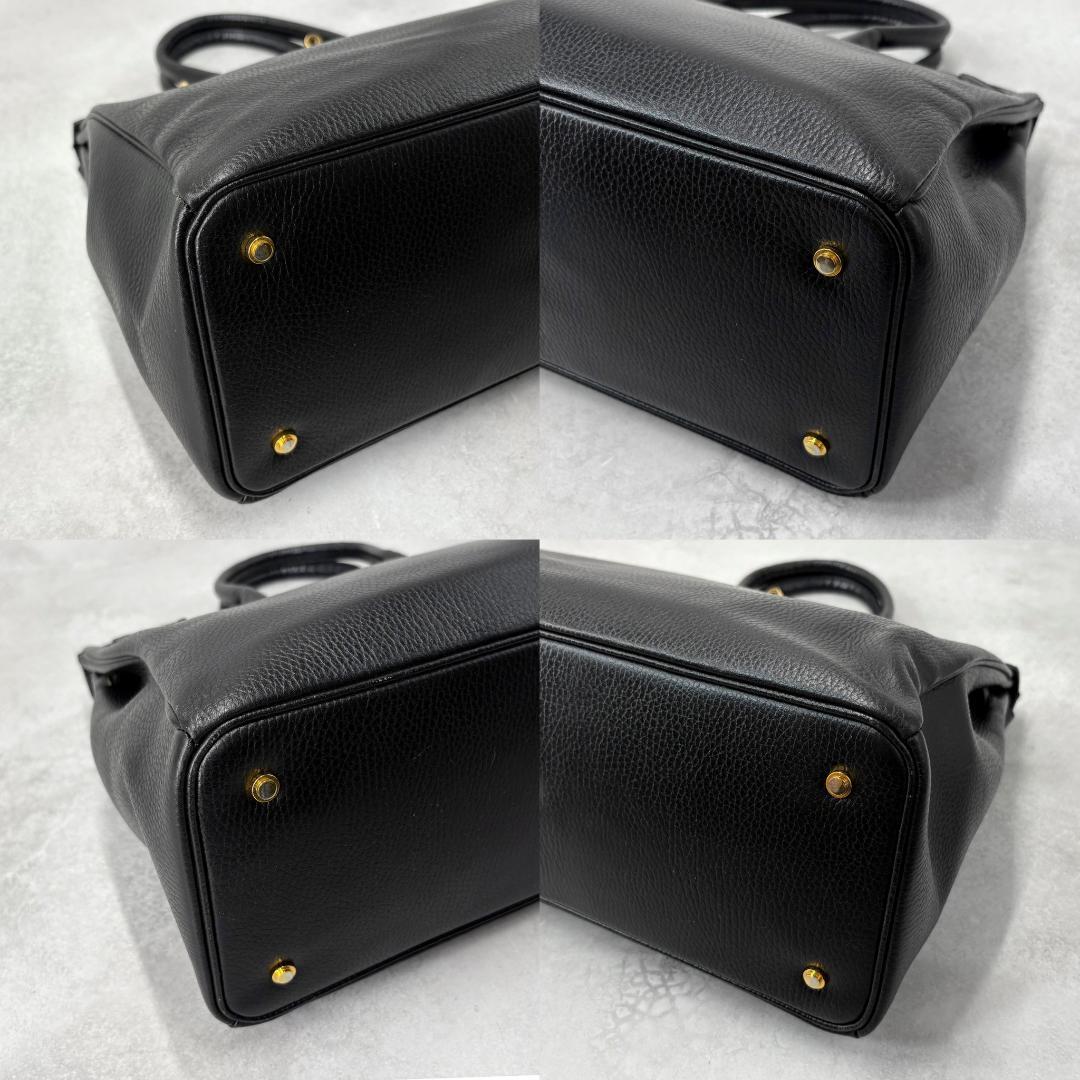 【美品】傳濱野 ハンドバッグ レザー ゴールド金具 黒