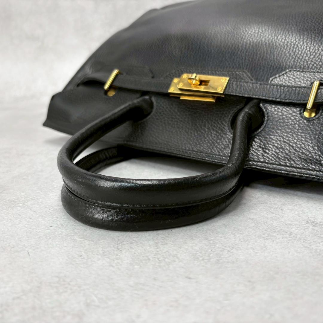 【美品】傳濱野 ハンドバッグ レザー ゴールド金具 黒