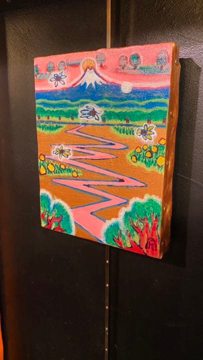 【アクリル画】商品名 道しるべ   額なし0号  新品未使用品