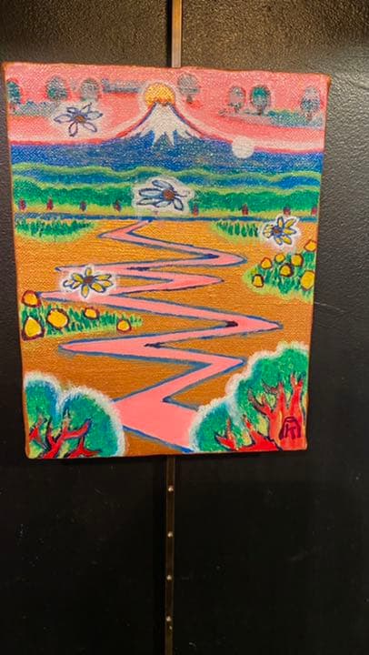 【アクリル画】商品名 道しるべ   額なし0号  新品未使用品