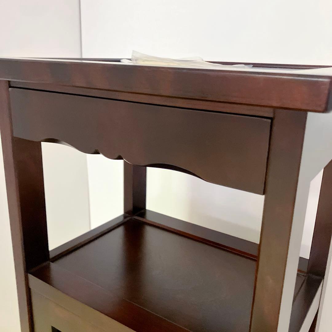 北海道民芸家具電話台FAX台サイドチェストサイドテーブルカバ無垢材