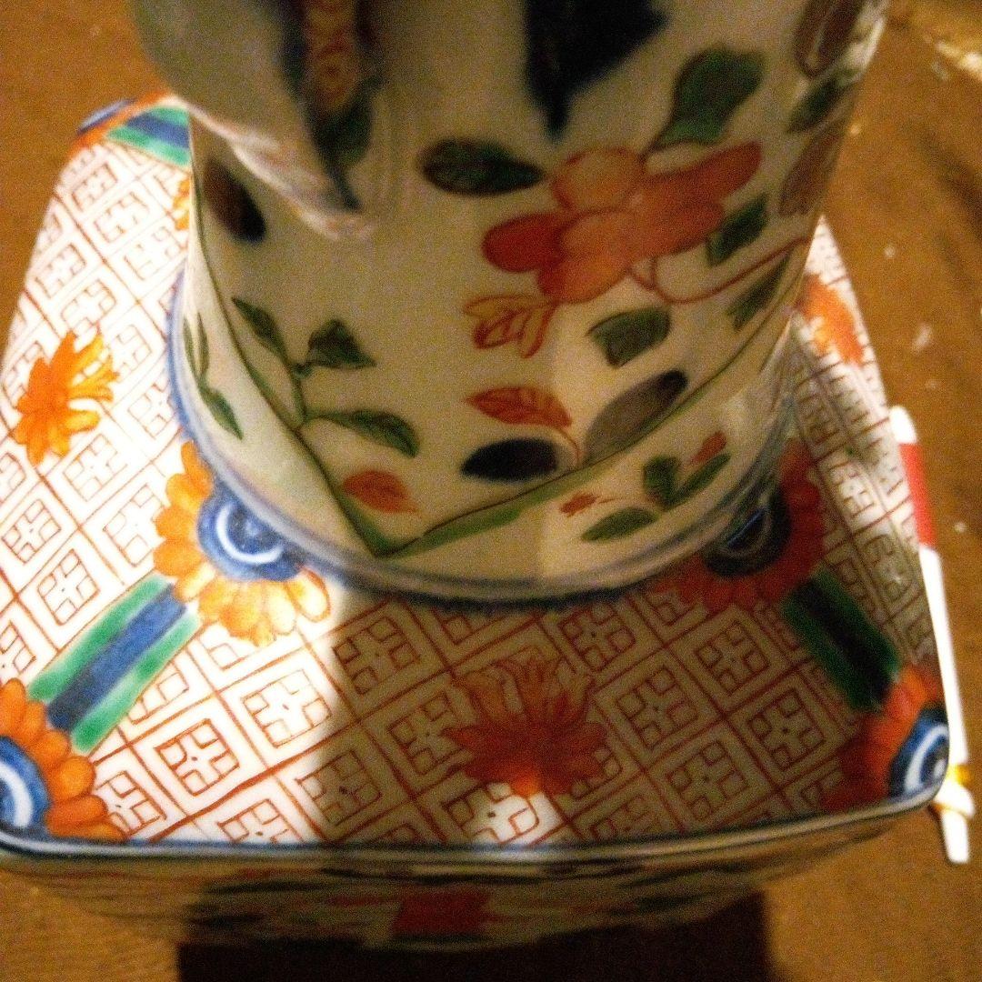 中国陶磁器　万歴赤絵　面取り壺