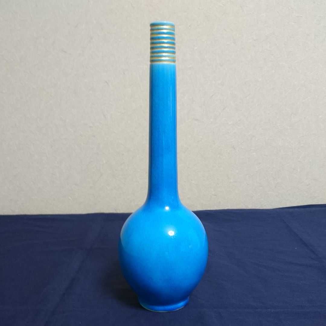 16代 永楽善五郎 (即全) 】交趾鶴首 花入 〈浅黄交趾〉桐箱有り☆美品