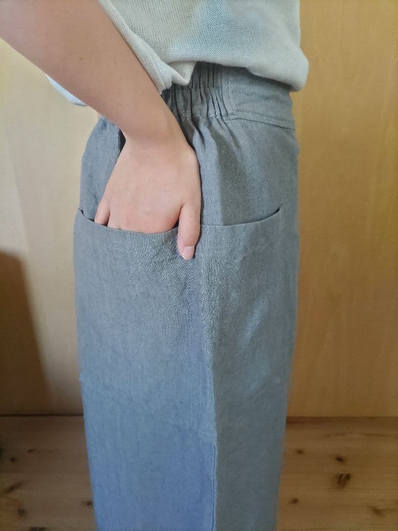 slon square linenポケット付きタックパンツ