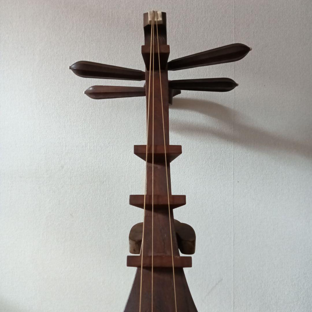 琵琶 木製 4弦 和楽器 スタンド付き