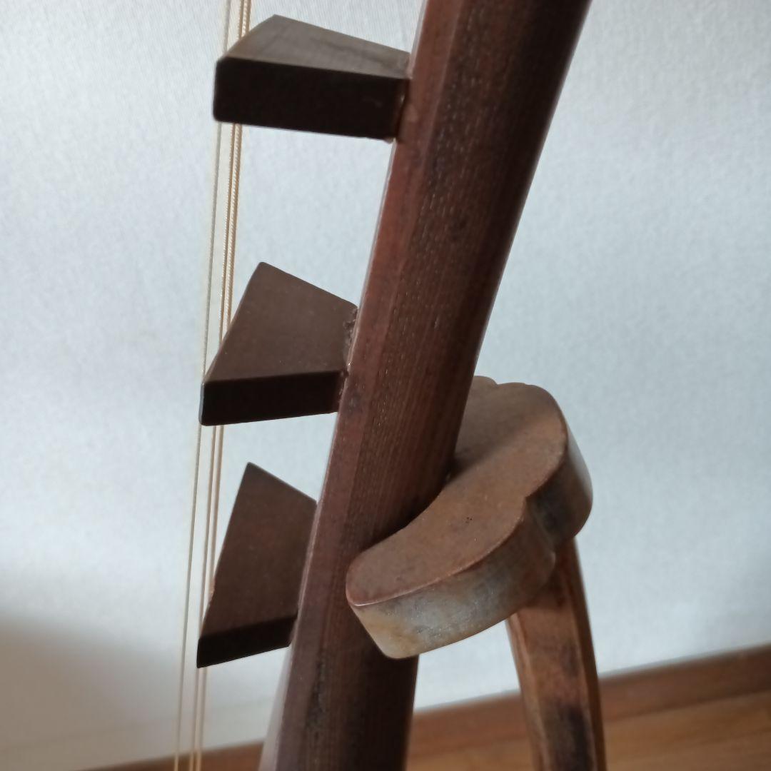 琵琶 木製 4弦 和楽器 スタンド付き