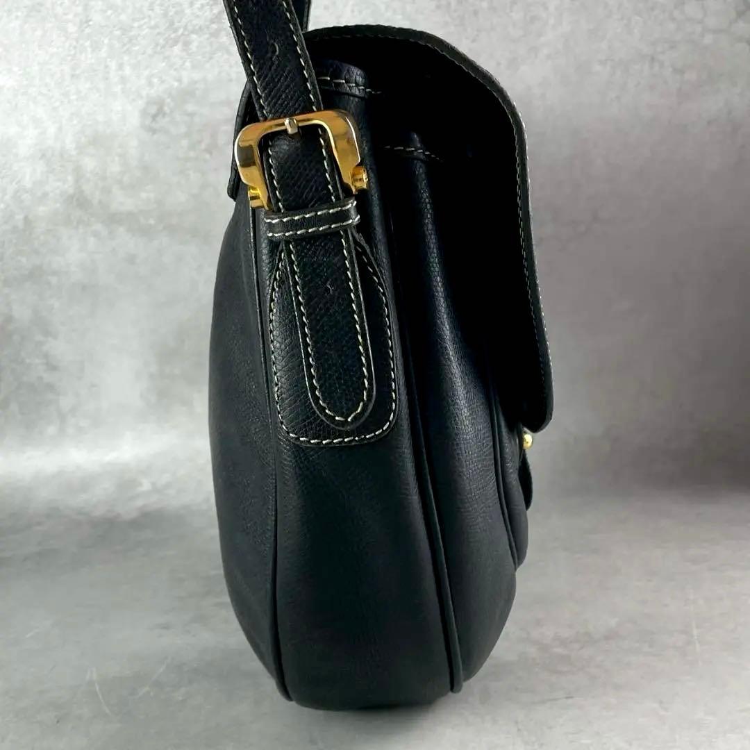 【美品】LOEWE ロエベ ショルダーバッグ アナグラム 1846 レザー 黒