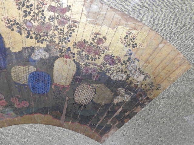 金地鳥籠扇面画額　一対　M１３６８