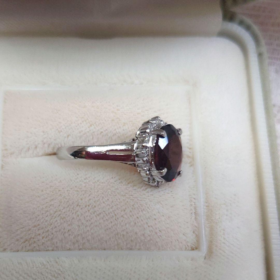 プラチナ　ガーネットリング