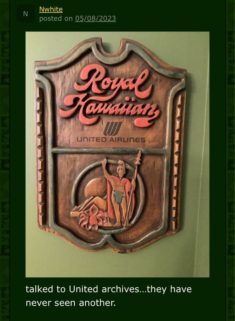 ユナイテッド航空 HAWAII ロイヤルハワイアン 店頭 看板 非売品 超レア品